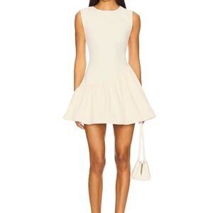 Revolve ALL THE WAYS Pia Cream Asymmetrical Ruffle mini Dress